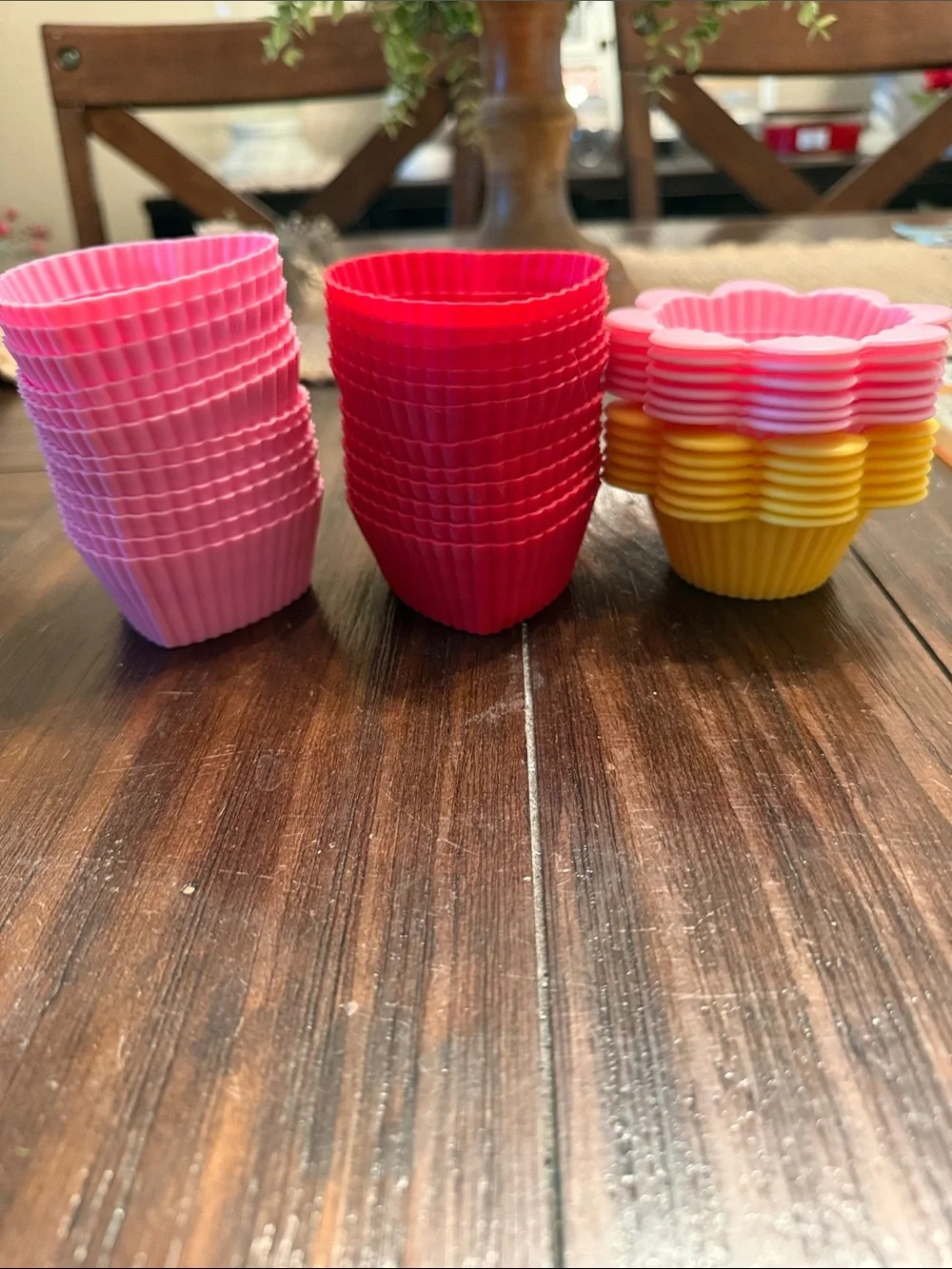 36 Silicone Heart & Flower Baking Cups - Pink, Red, Yellow - Unbranded